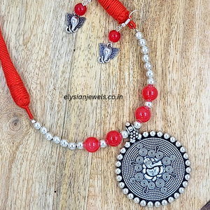 Red Beads Oxidized Necklace