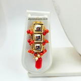 Red Tumble Beads With Kundan Necklace