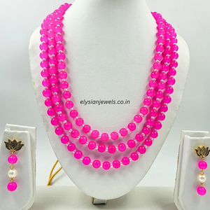 Three layer Pink Beads Necklace