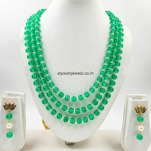 Three layer Pastel Green Beads Necklace
