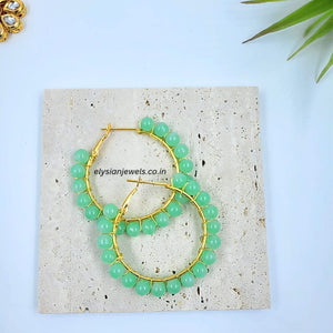Pastel Green Beads Hoop Earring