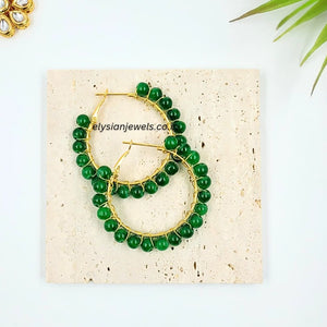 Green Beads Hoop Earring