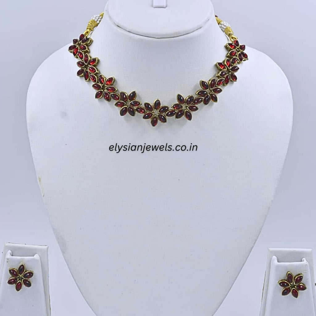 Maroon Kundan Necklace