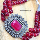 Maroon Beads Chokar With Kundan Necklace