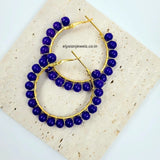Blue Beads Hoop Earring