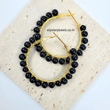 Black Beads Hoop Earring