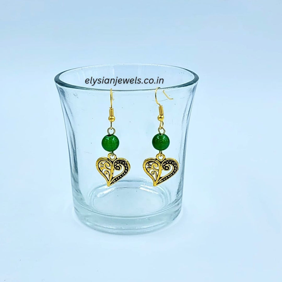 Green Beads With Antique Pendant Necklace