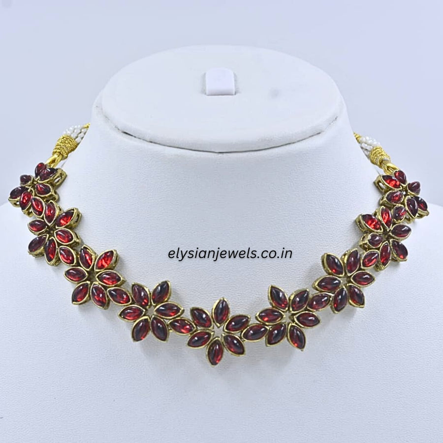 Maroon Kundan Necklace