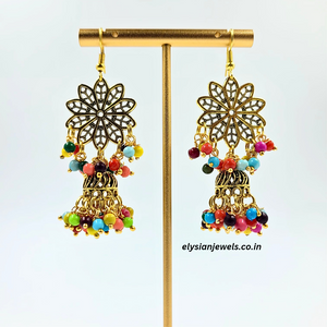 Multicolour Beads Antique Jhumka Earring