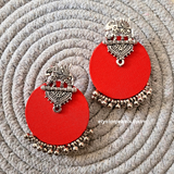 Elephant Design Studs And CCB Beads With Round Febric Earring