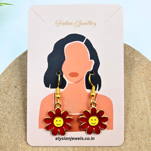 Red Flower And Nine Petals Charm Kids Earring