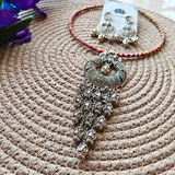 Colourful Hasli With Peacock Design Oxidized Pendant Necklace