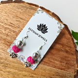 Rani Pink Cotton Beads With Oxidized Pendant Necklace