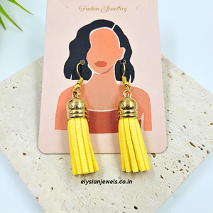 Yellow Suede Tassel Earring