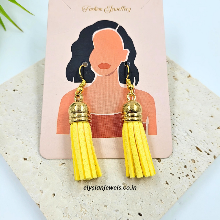 Yellow Suede Tassel Earring