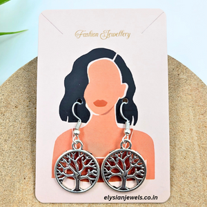 Round Silver Tree Charm Kids Earring