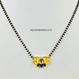 Yellow Colour Lotus Meenakari Kundan Mangalsutra