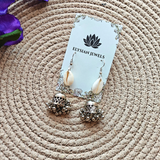 Cowrie, Silver Beads With Oxidized Pendant Necklace