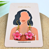 Pink Flower With Five Petals Charm Kids Earring