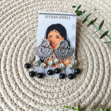 8mm Black Beads And Oxidized Beads With Oxidized Pendant Necklace