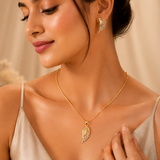 A D Stone Pendant With Rose Gold Chain Set