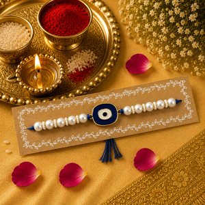 Pearl With Evileye Pendant Charm Rakhi