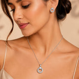 A D Stone Silver Pendant With Silver Chain set