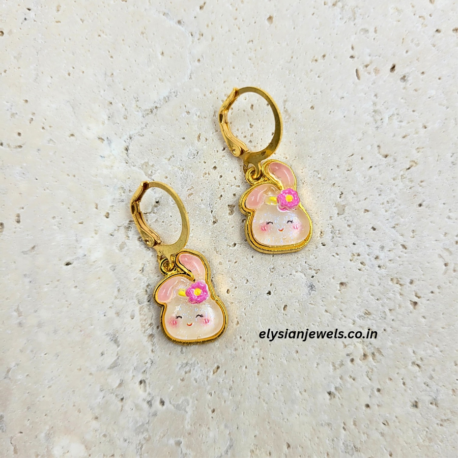 Pink Colour Bunny Rabbit Charm Kids Earring