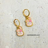 Pink Colour Bunny Rabbit Charm Kids Earring