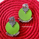 Elephant Design Studs And CCB Beads With Round Febric Earring
