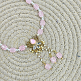 Baby Pink Damru Beads With Baby Pink Lotus Kundan Necklace