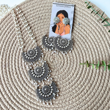 3 layer Ganthan Mala With 3 Oxidized Pendant Necklace