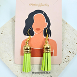 Parrot Green Suede Tassel Earring