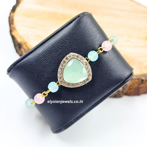 Pastel Green A D Kundan Bracelet