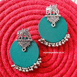 Elephant Design Studs And CCB Beads With Round Febric Earring