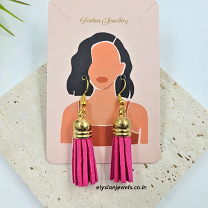 Pink Suede Tassel Earring