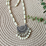 8mm Pearl Beads And Oxidized Beads With Oxidized Pendant Necklace