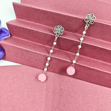 Oxidized Studs With Beads Long Earrings