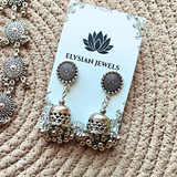 Radhakrishna Pendent With Flower Charms Oxidized Necklace