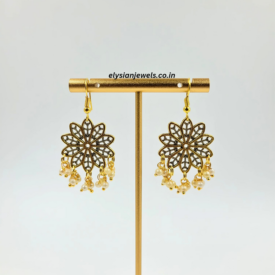 Off White Beads Antique Earring