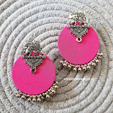 Elephant Design Studs And CCB Beads With Round Febric Earring