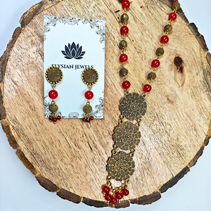 Red Beads Antique Beads With Antique pendant necklace