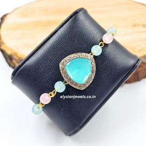 Pastel Blue A D Kundan Bracelet