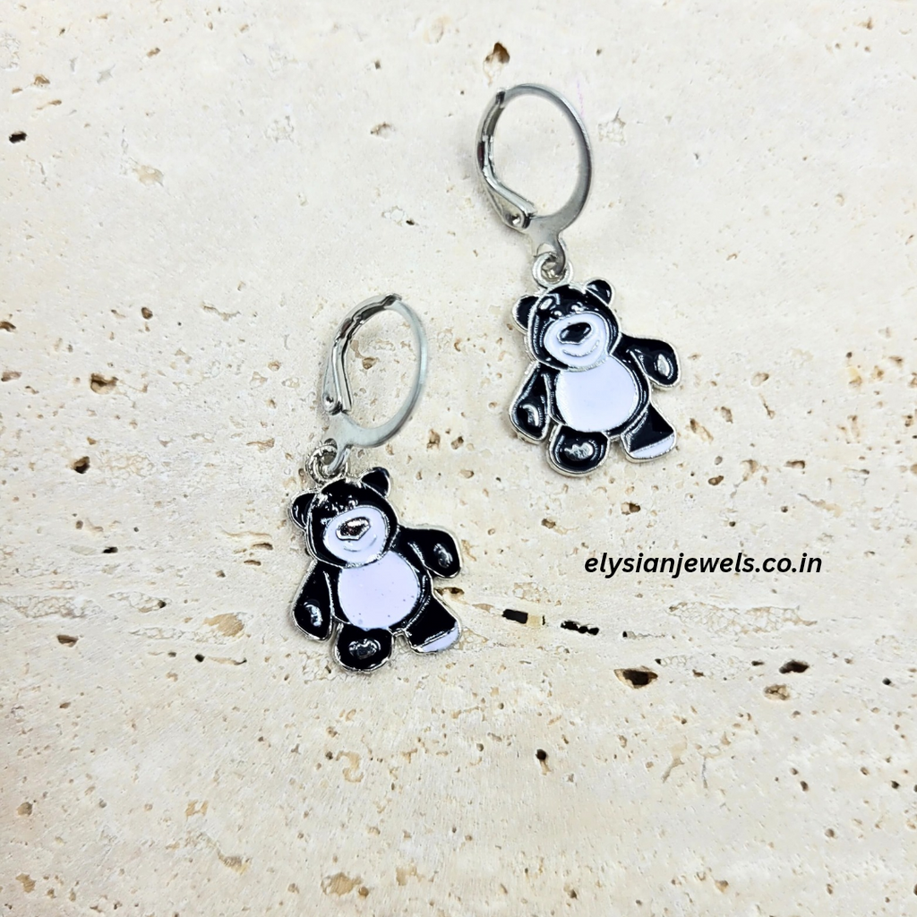 Black Cute Taddy Bear Charm Kids Earring