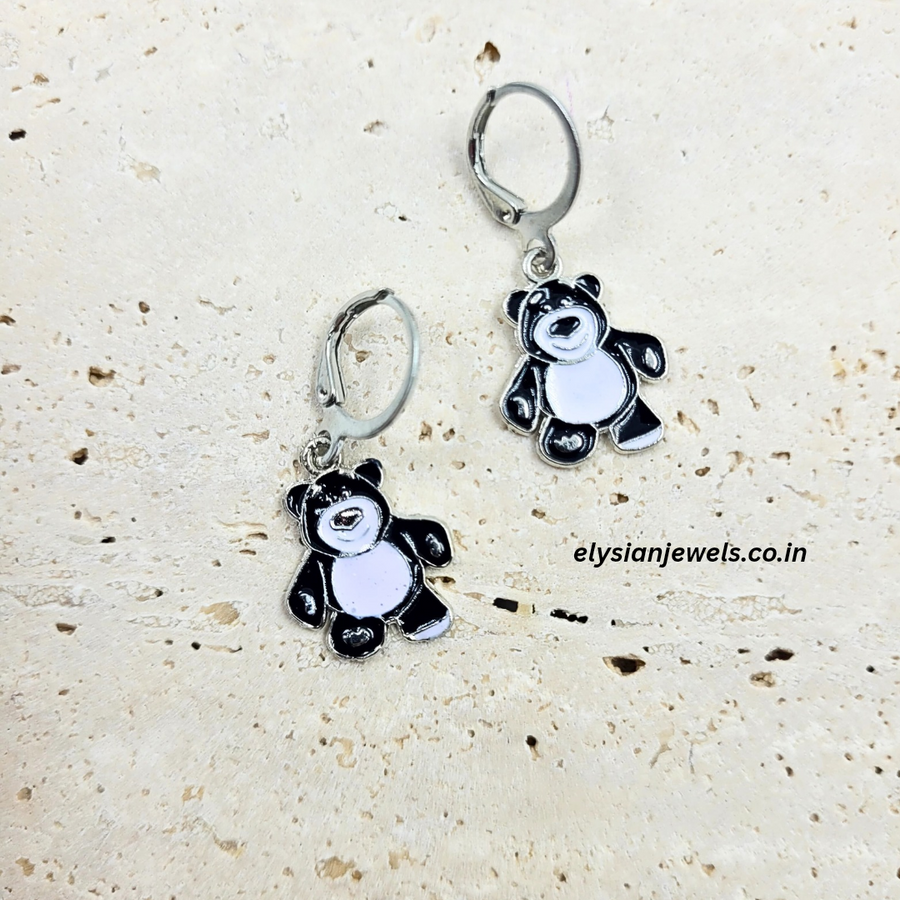 Black Cute Taddy Bear Charm Kids Earring