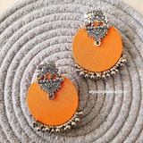 Elephant Design Studs And CCB Beads With Round Febric Earring