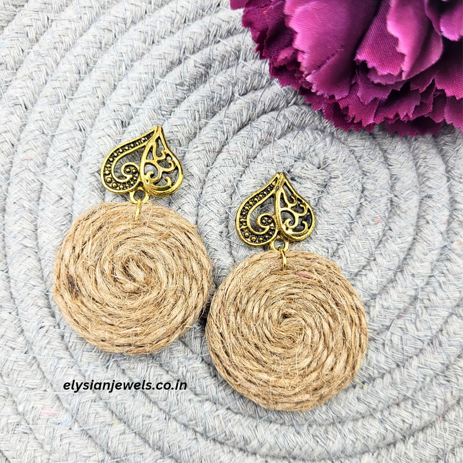Antique Stud With Jute Earring