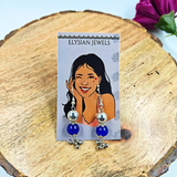 Blue Colour 10mm Beads With Oxidized Pendant Necklace