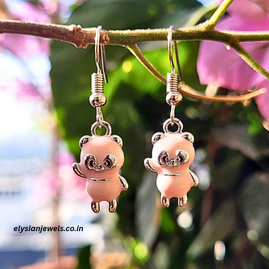 Baby Pink Cute Panda Charm Kids Earring
