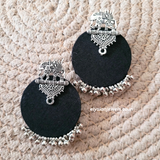 Elephant Design Studs And CCB Beads With Round Febric Earring